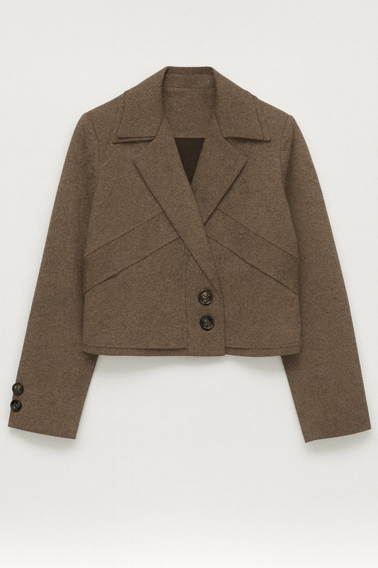 BLAZER BOXY PAÑO CAFE