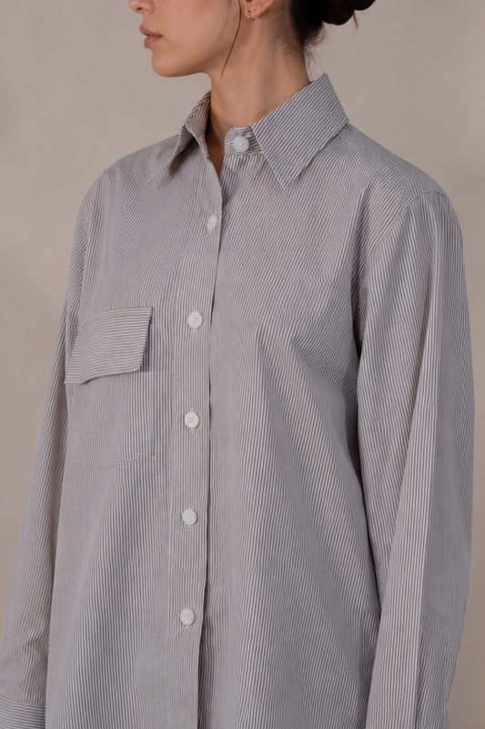 CAMISA A RAYAS CAFE REGULAR FIT
