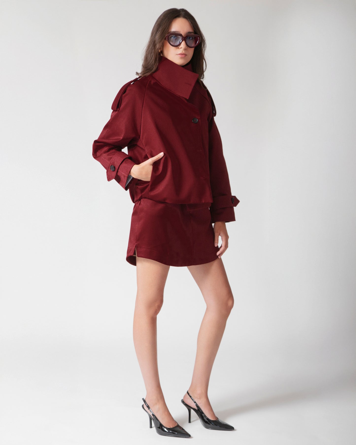 Vestido Micaela · Tinto
