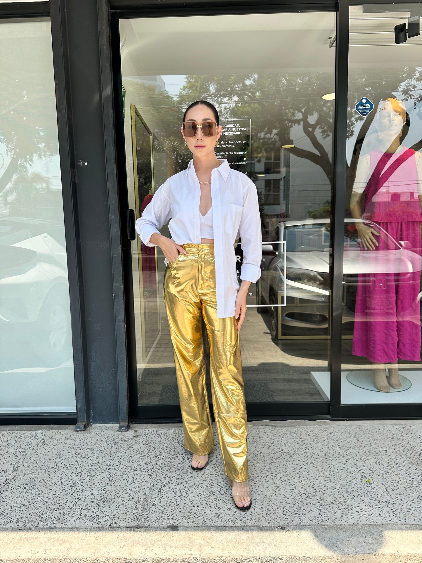 PANTALÓN VINIL DORADO