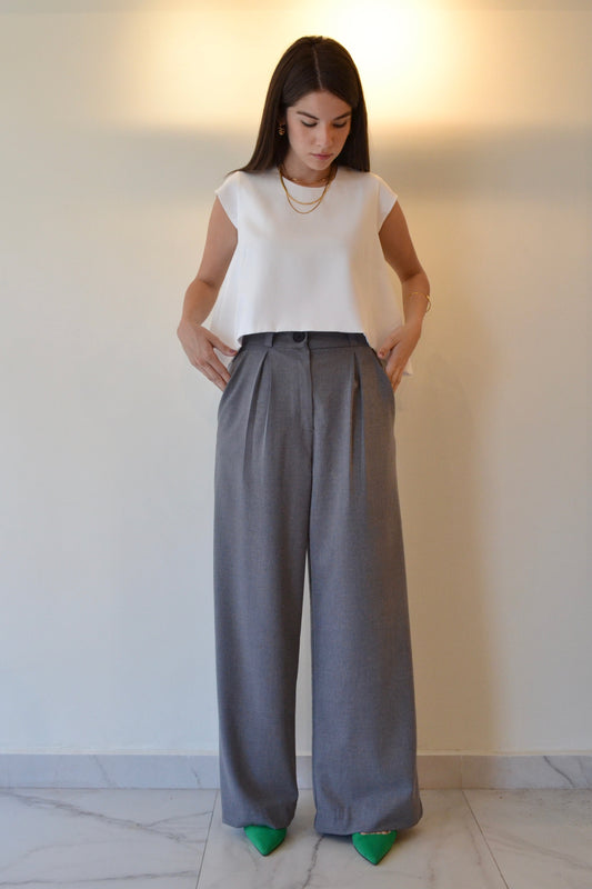 PANTALÓN TROUSERS GRIS OXFORD