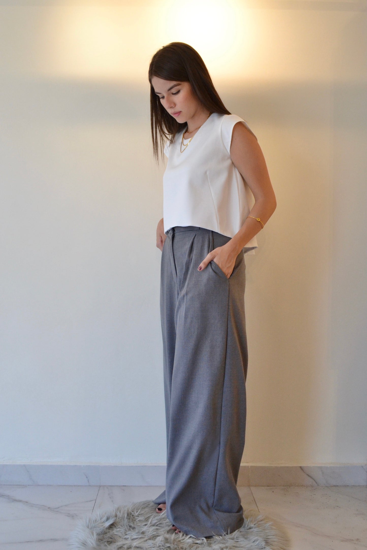 PANTALÓN TROUSERS GRIS OXFORD