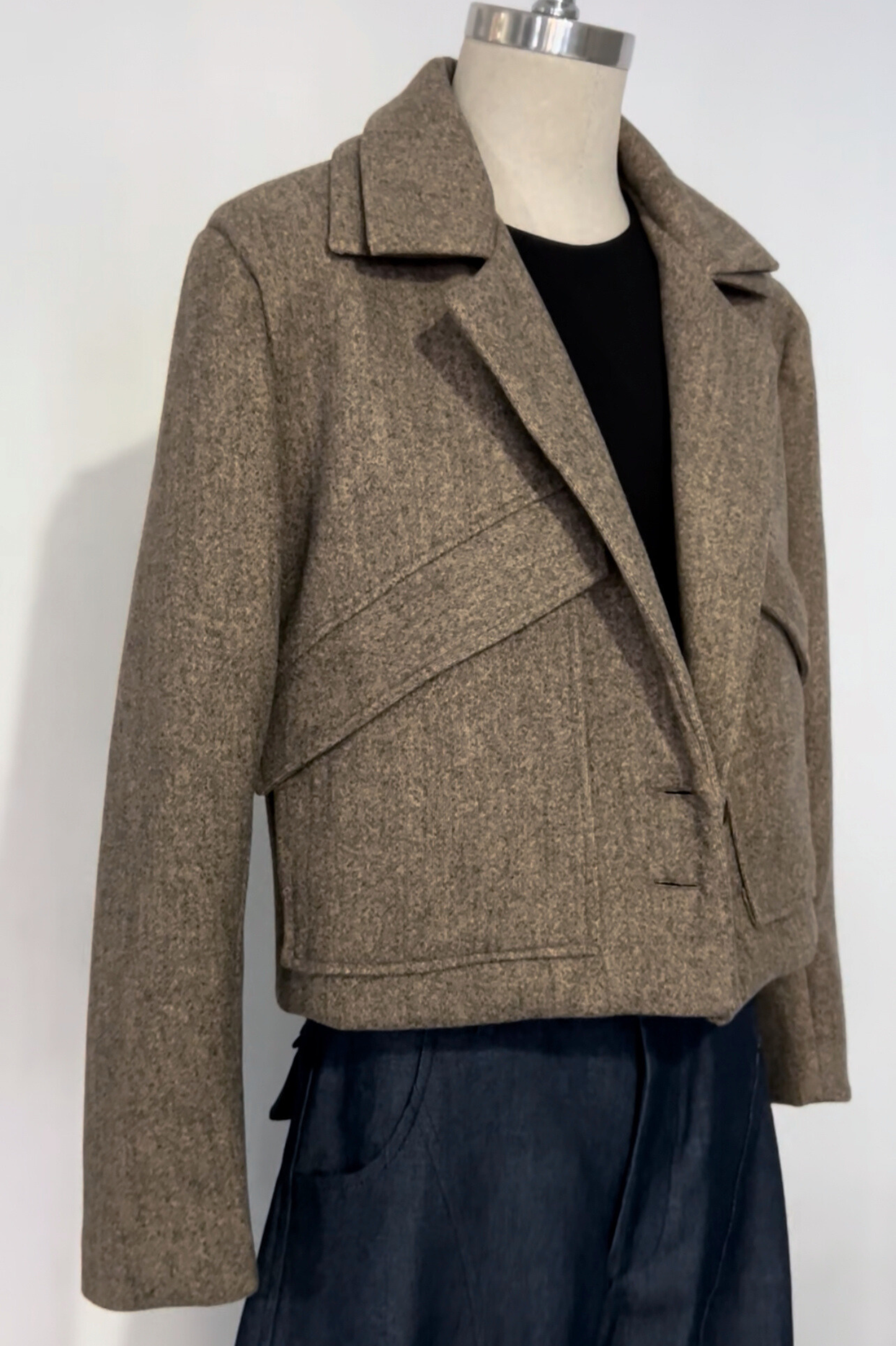 BLAZER BOXY PAÑO CAFE