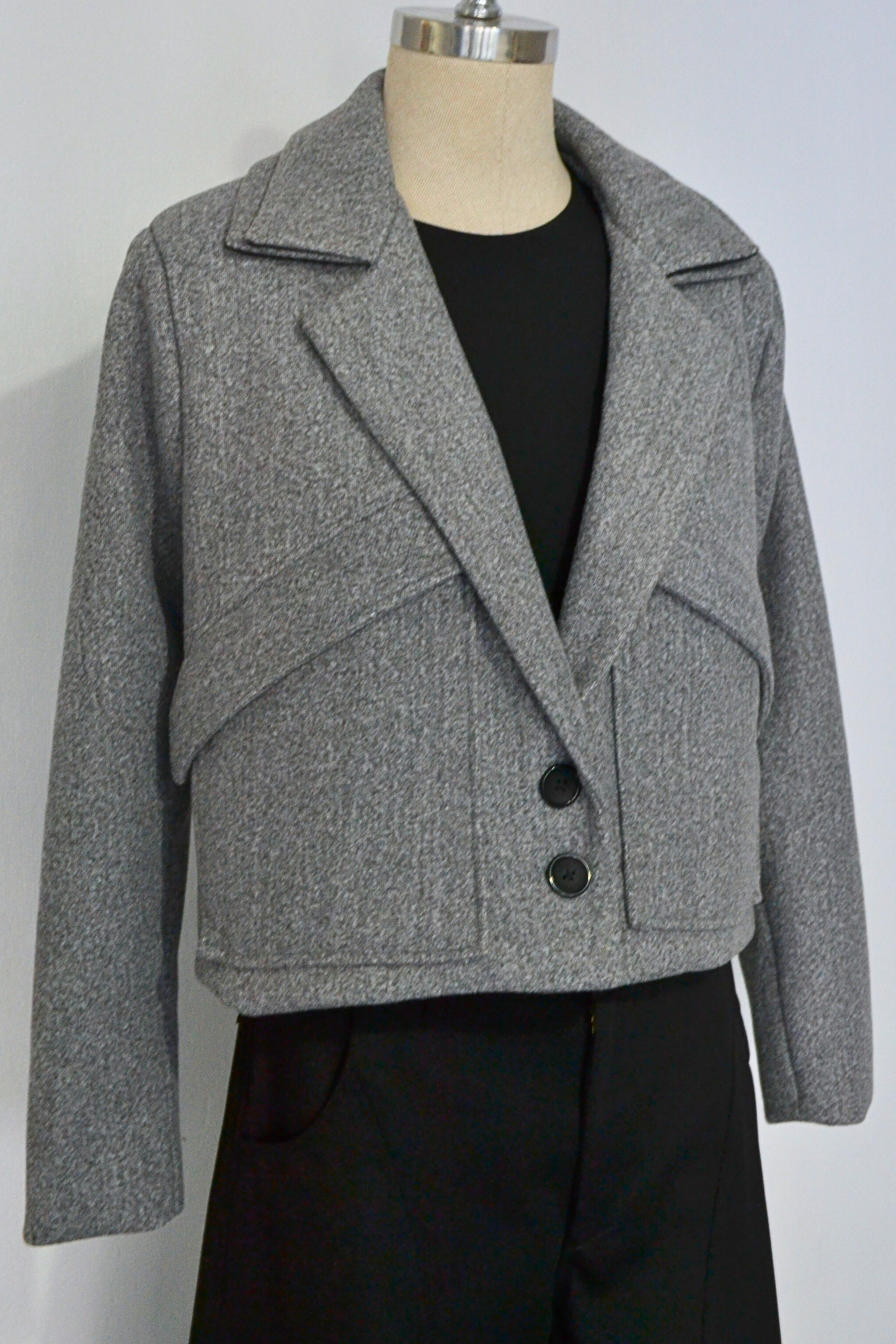 BLAZER BOXY PAÑO GRIS