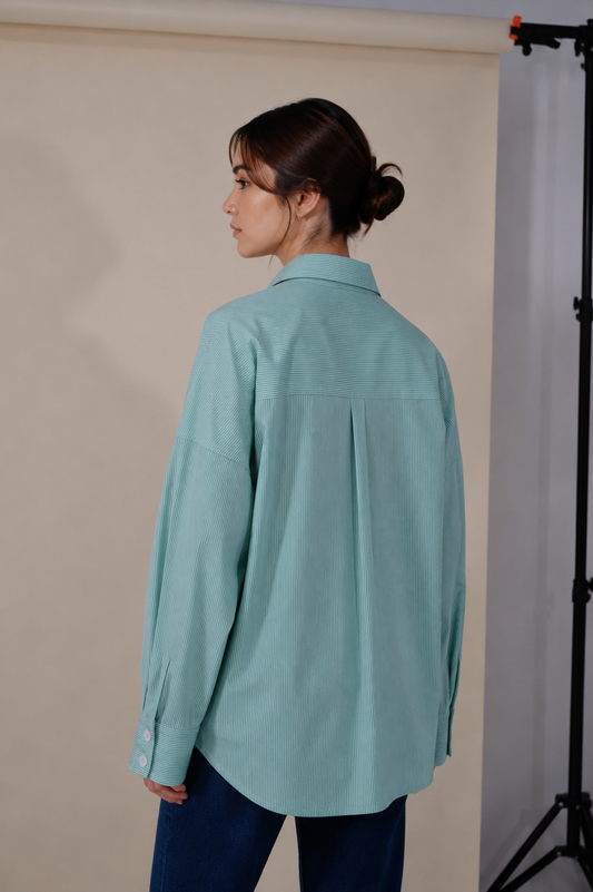 CAMISA A RAYAS VERDE REGULAR FIT