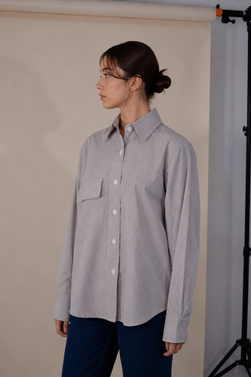 CAMISA A RAYAS CAFE REGULAR FIT