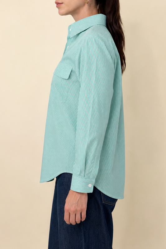 CAMISA A RAYAS VERDE REGULAR FIT