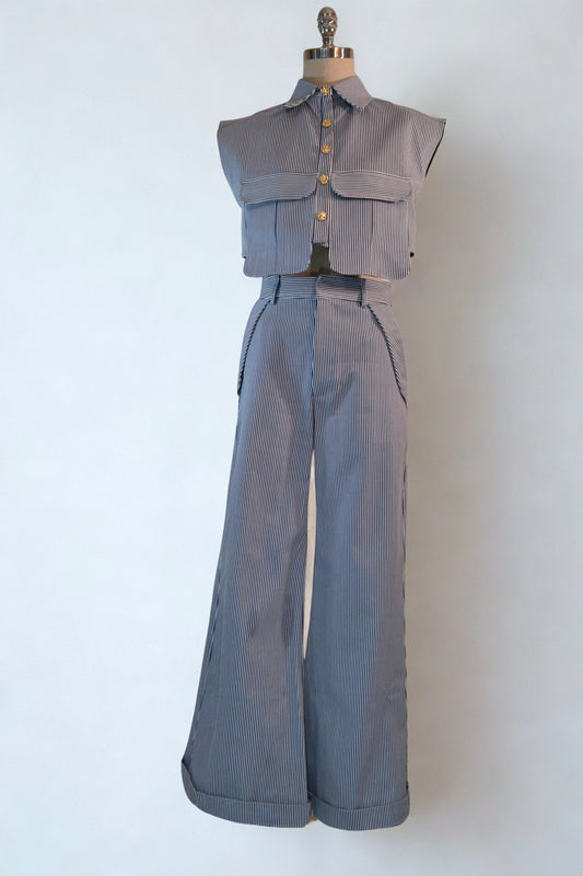 PANTALONES WIDE LEG A RAYAS