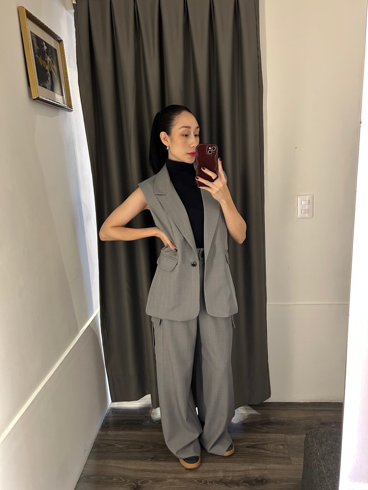 CHALECO SASTRE GRIS A RAYAS