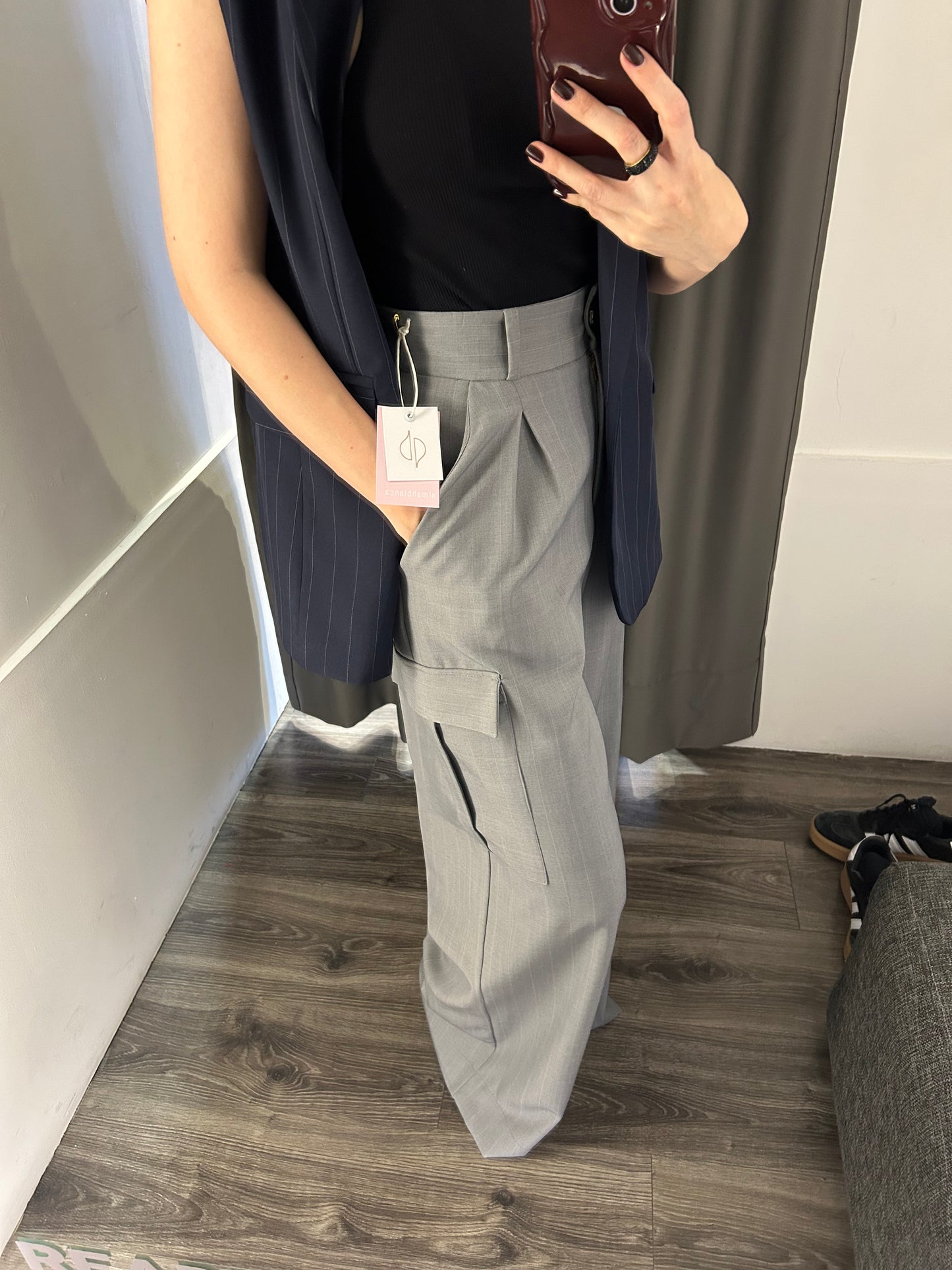 TROUSER CARGO GRIS A RAYAS