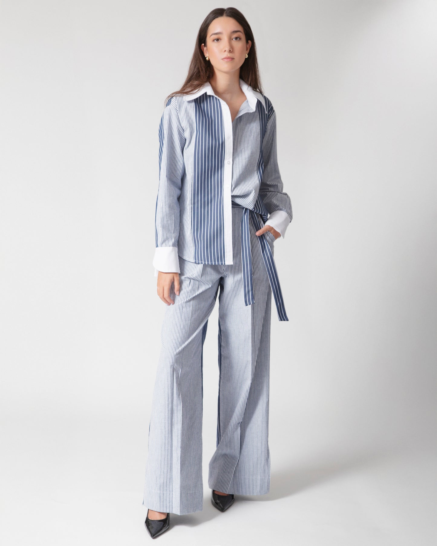 Camisa Emilia · Azul con blanco