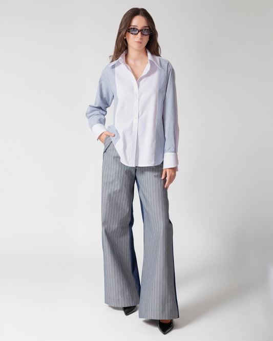 Camisa Emilia · Blanco con azul