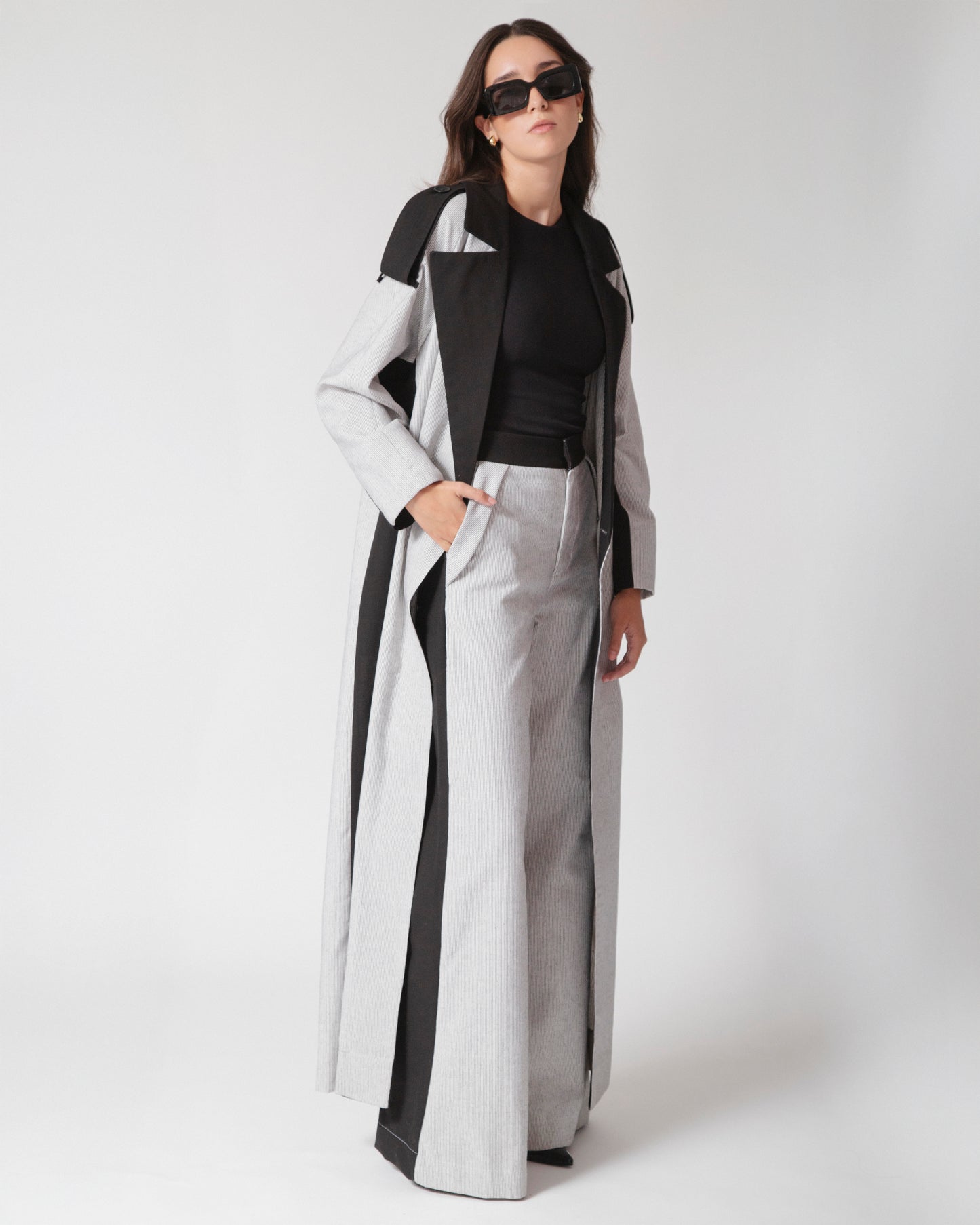 Pantalón Wide Leg Leonora · Negro con Blanco