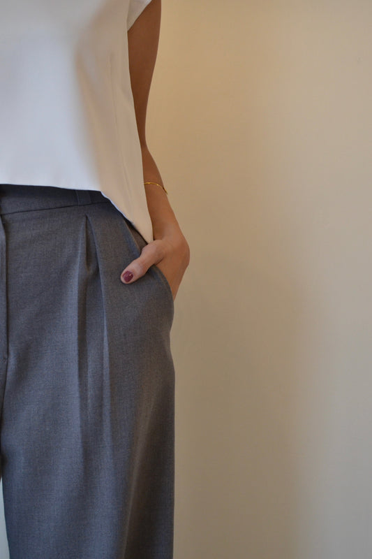 PANTALÓN TROUSERS GRIS OXFORD